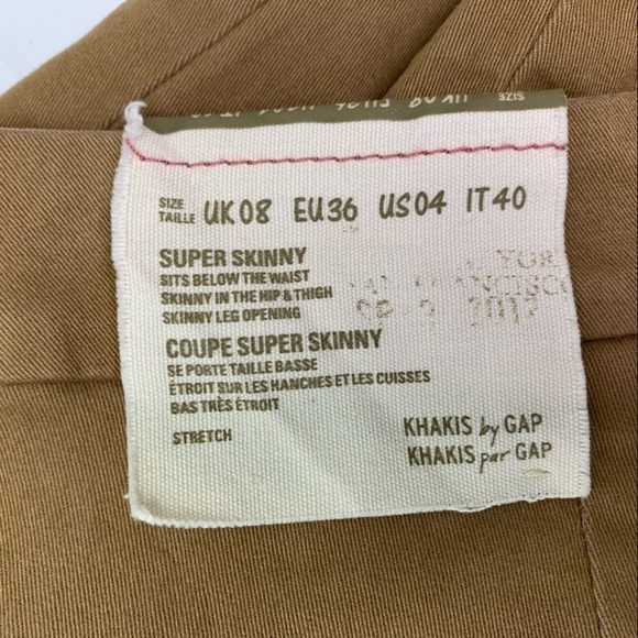 Gap Khakis Pants Size 4 Super Skinny Flat Front Zipper Leg Brown Stretch NWT - Picture 5 of 11
